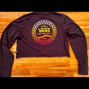 Vans Cropped Black Long-Sleeve Tee w/ Logo Size S